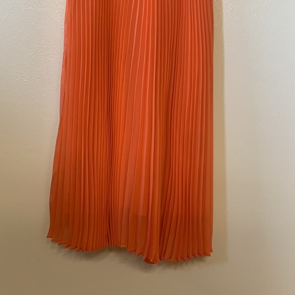 Nanette Lepore High Neck Sleeveless Pleated Vivid Coral Dress: Size 6 NWT - Picture 14 of 14
